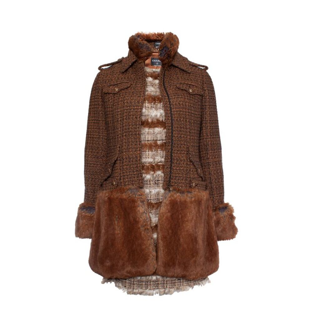Chanel tweed coat and dress with imitation fur